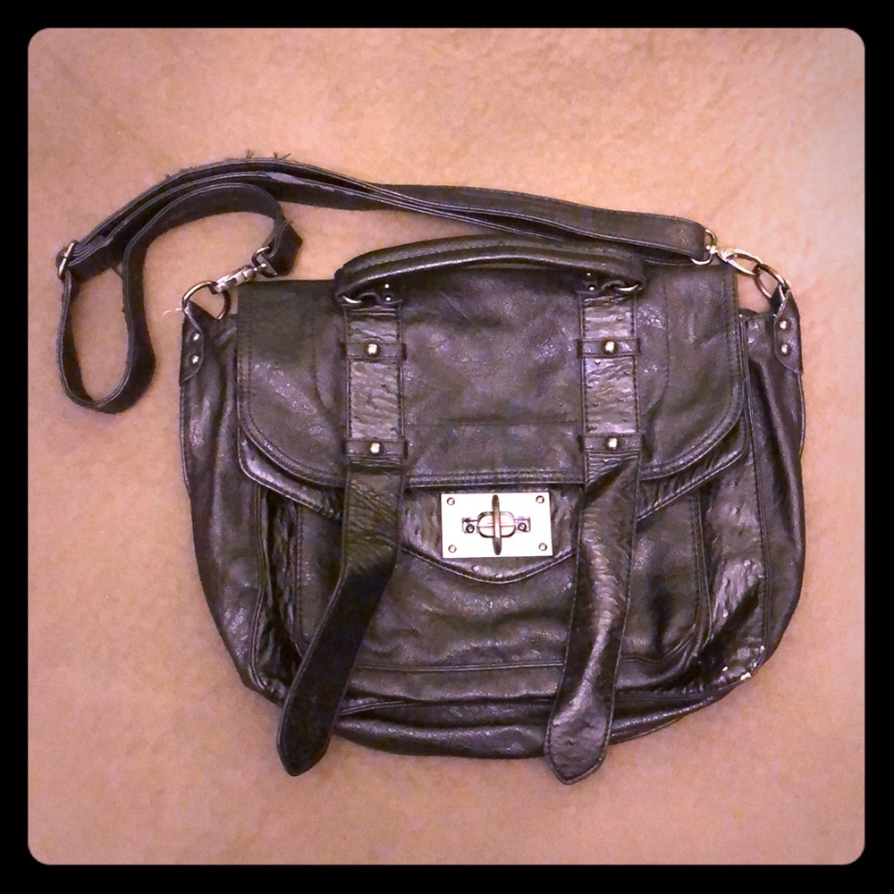 Black Faux Leather Steve Madden Shoulder Bag